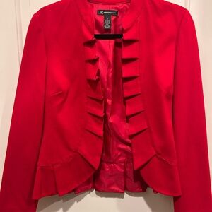 INC International Concepts Red Ruffled Blazer